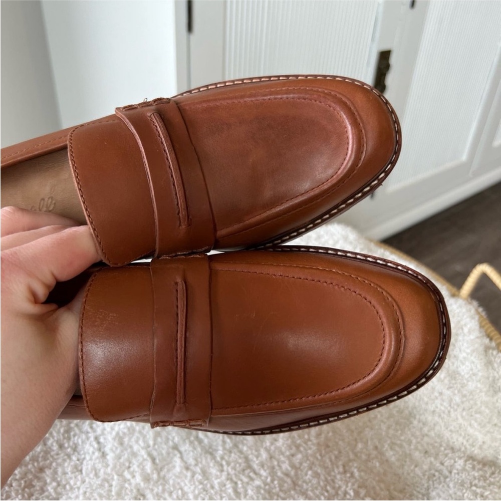 Madewell Brown Leather Lug Sole Penny Loafers - Picture 10 of 15
